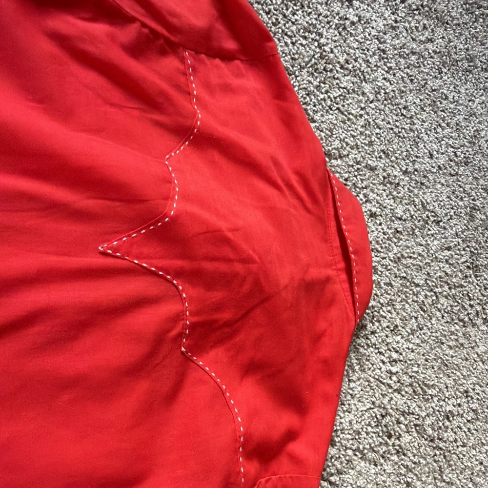 Vintage Pearl Snap Shirt Rockmount Ranch Wear Measure unisex small RED - Picture 15 of 16